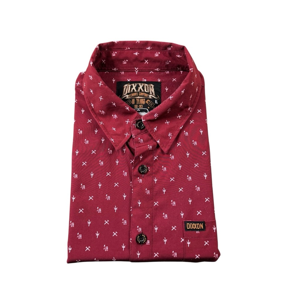 Dixxon Red White AOP Lowrider Performance S/S Men's Button Front Size XL